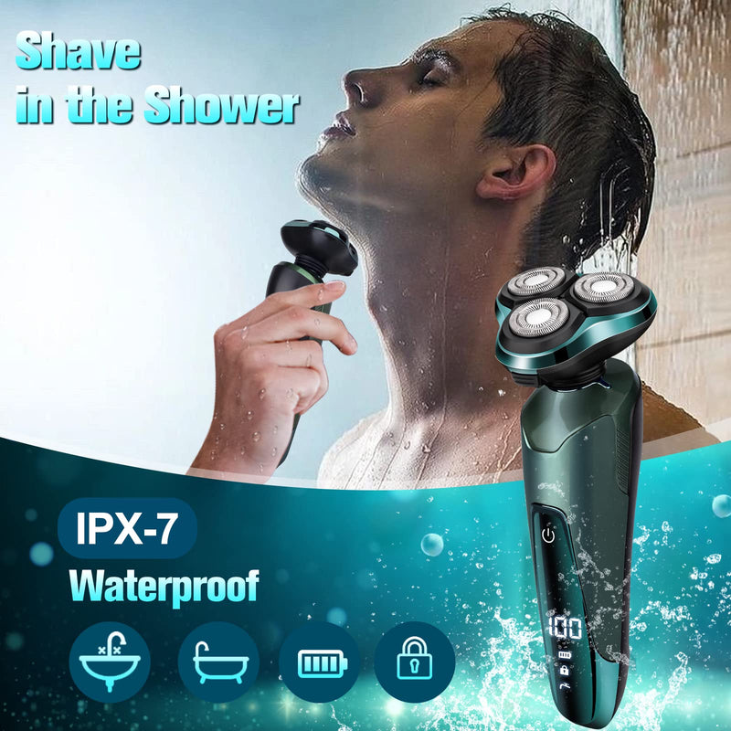 Electric Razr for Men, Electric Shavers for Men's Faces, Detachable Blade 3D Rotary for Shaving with Nose Trimmer Face Cleaning Brush Head Shavers