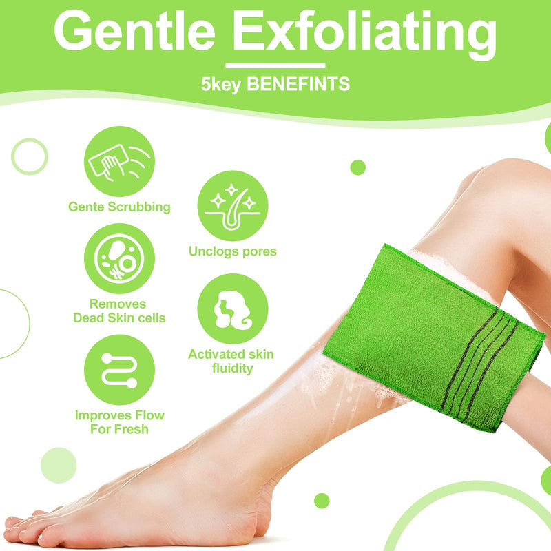 [Australia] - Pack of 12 Korean Exfoliating Gloves for Body Peeling Italy Towel Exfoliating Washcloths Korean Exfoliating Cloth Bath Body Exfoliating Bath Towels for Shower (Yellow, Green, Blue, Pink, L) 12 pieces (1 pack) Yellow, Green, Blue, Pink 