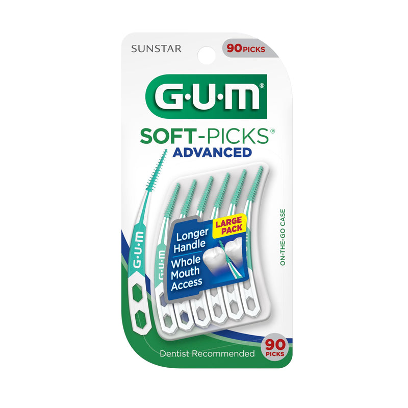 [Australia] - GUM Soft-Picks Advanced, Easy to Use Dental Picks for Teeth Cleaning Health, Disposable Interdental Brushes with Convenient Carry Case, Dentist Recommended Dental Picks, 90ct (3pk) 