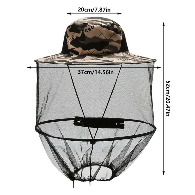 [Australia] - Beekeeper hat, mosquito net hat, bee veil hat, face protection hat, anti-mosquito sun hat, head protection and net hat, invisible mosquito net cap, foldable for outdoor hiking, camping, gardening 