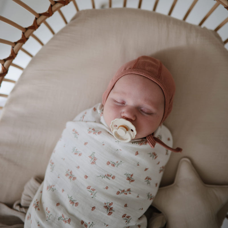 [Australia] - FRIGG Daisy Natural Rubber Baby Pacifier | Made in Denmark | BPA-Free (Blush/Cream, 0-6 months) 2-Pack 0-6 Month Blush/Cream 