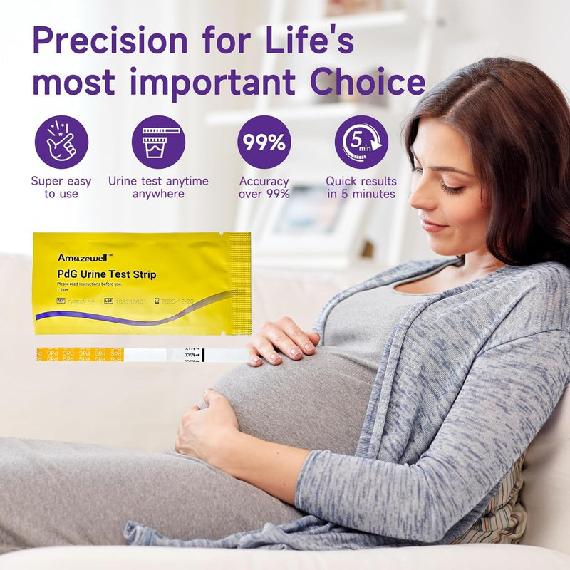 PdG Test Strips,Track Ovulation Insights with Progesterone Urine Tests – Home Fertility Test for Women - PdG (Pregnanediol Glucuronide) 5 Count Progesterone Test Strips 5 Test Envelop