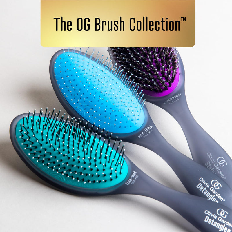 [Australia] - Olivia Garden OG Brush Detangler, removable cushion, scalp hugging massages the scalp, for wet or dry hair, for women, men and children, Medium to thick hair Black Detangler Medium-Thick 