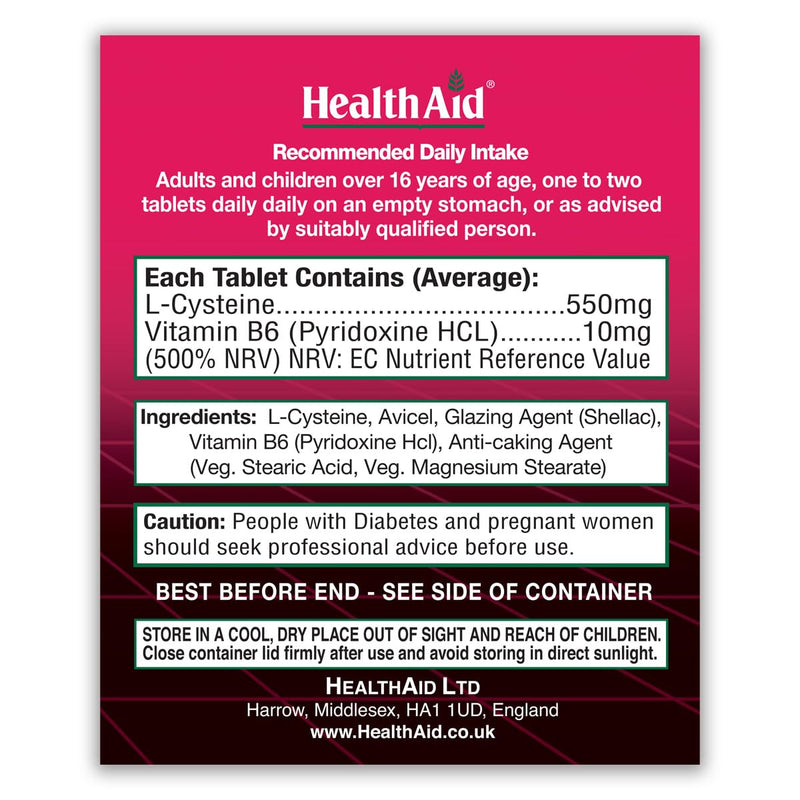 HealthAid L-Cysteine 550mg - 30 Tablets (Pack of 2) 30 count (Pack of 2)