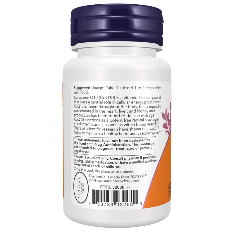 NOW Supplements, CoQ10 (Coenzyme Q10) 100 mg, Pharmaceutical Grade, Cardiovascular Health*, 50 Softgels 50 Count (Pack of 1)