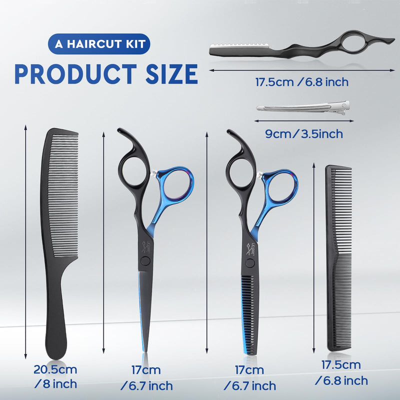 [Australia] - JASON professional hairdressing scissors - hair cutting scissors and thinning scissors 6.5 inch hair scissors for hairdressers/beginners, blue-black 