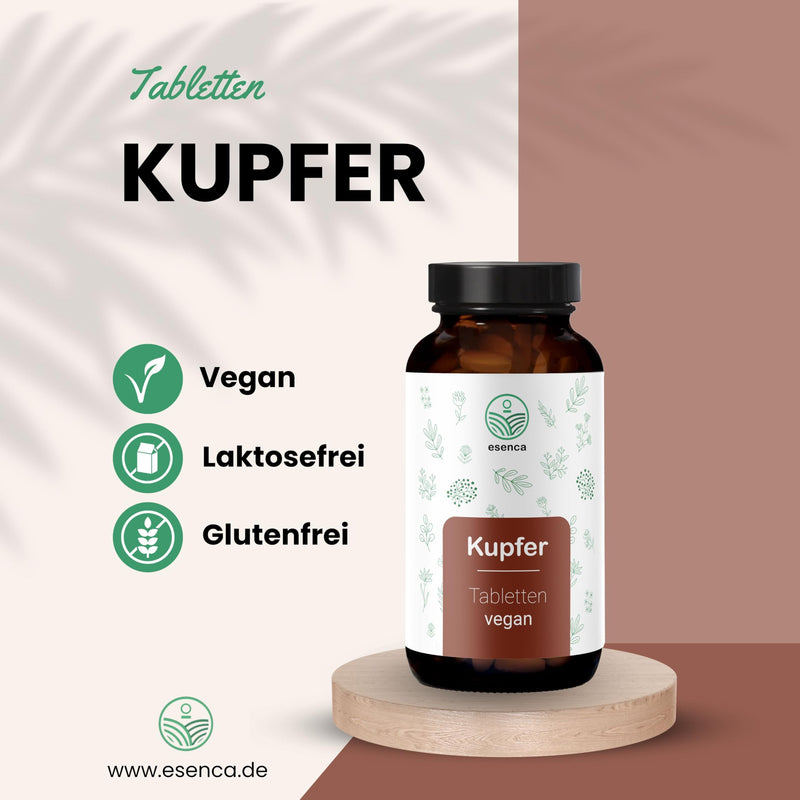[Australia] - Copper tablets - 365 vegan tablets - 3 mg copper per daily dose - neutral in taste, high dosage, without unnecessary additives - from Germany 