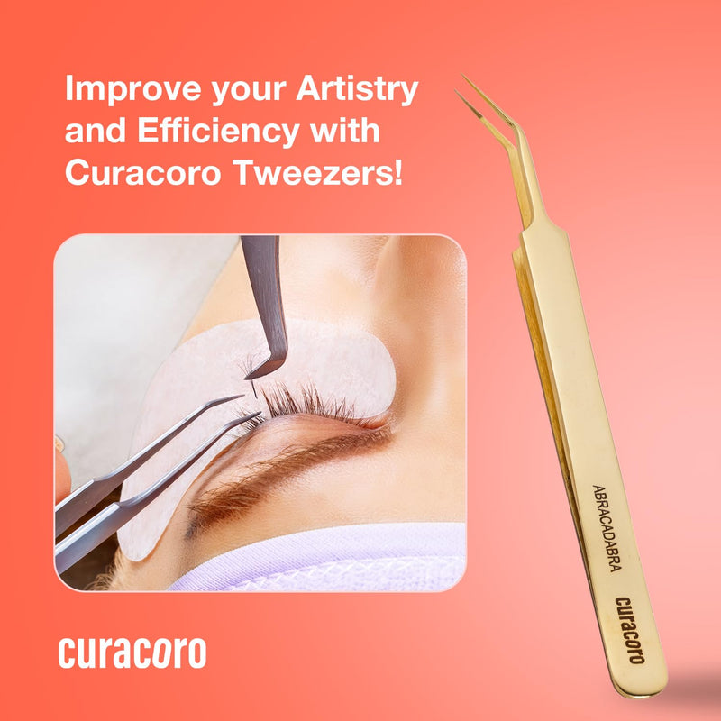 Curacoro Lash Tweezer - Professional & Precision Fiber Tip Grip Lash Tweezers for Eyelash Extensions, Multi Shapes & Purposes Tweezers for Volume, Isolation & Classic Lashes (Silver, Move It) Silver Move It | Classic
