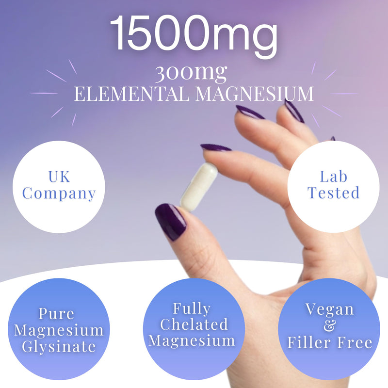 Magnesium Glycinate 1500mg – 300mg Elemental Magnesium – Up to 4 Month Supply - 120 Vegan Capsules – Pure Magnesium Bisglycinate, Fully Reacted, Chelated & High Absorption – No Fillers 120 count (Pack of 1)