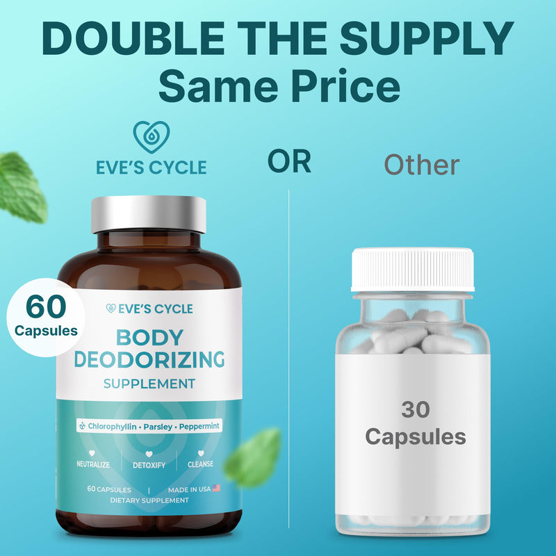 [Australia] - Body Deodorizing Supplement ‚Äì Natural Internal Deodorant Chlorophyll Capsules with Chlorophyllin, Parsley & Peppermint ‚Äì 60 Vegan 500mg+ Chlorophyll Pills ‚Äì Daily Detox & Cleanse Support ‚Äì Made in USA 