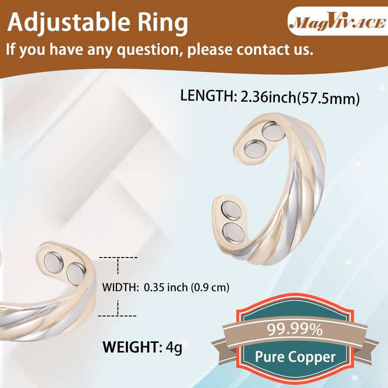 [Australia] - Pure Copper Ring for Women, Magnetic Rings with 3500 Gauss Magnet 