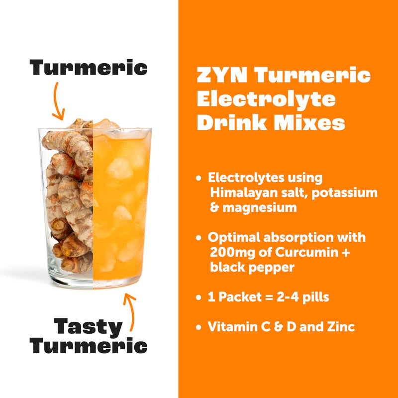 ZYN Turmeric & Electrolyte Packets for Hydration, Passion Lemonade, 16 Ct Passionfruit Lemonade 5.12 Ounce (Pack of 1)