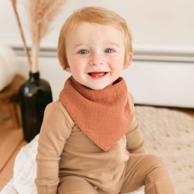 [Australia] - Konssy Muslin Baby Bibs 8 Pack Bandana Drool 100% Cotton for Unisex Baby, Solid Colors Set Teething Drooling Neutral 