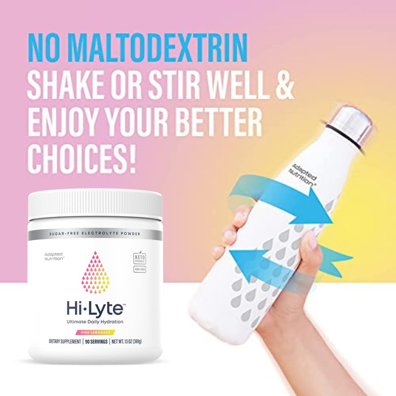 [Australia] - Hi-Lyte Electrolytes Powder, Pink Lemonade Daily Hydration Supplement Drink Mix, 90 Servings | Sugar-Free, 0 Calories, 0 Carbs | No Maltodextrin. Gluten-Free | Supports Keto | Light Refreshing Flavor 
