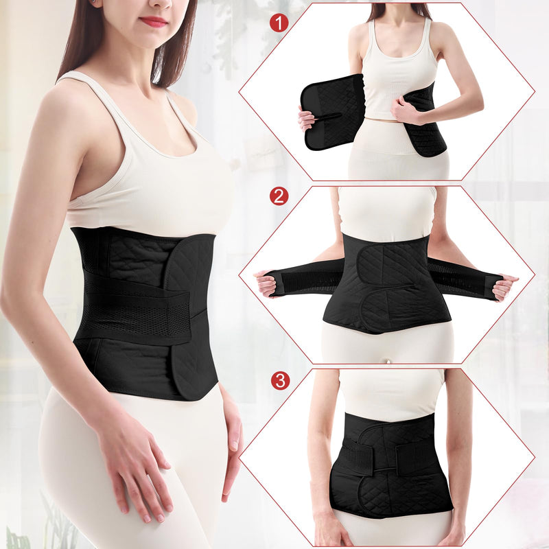 [Australia] - Postpartum Belly Band Wrap: Abdominal Binder Post Surgery Postpartum Belly Wrap Post Partum Binder - C Section Recovery Support Belt Postpartum Girdle Stomach Hysterectomy Belly Band Black Medium 