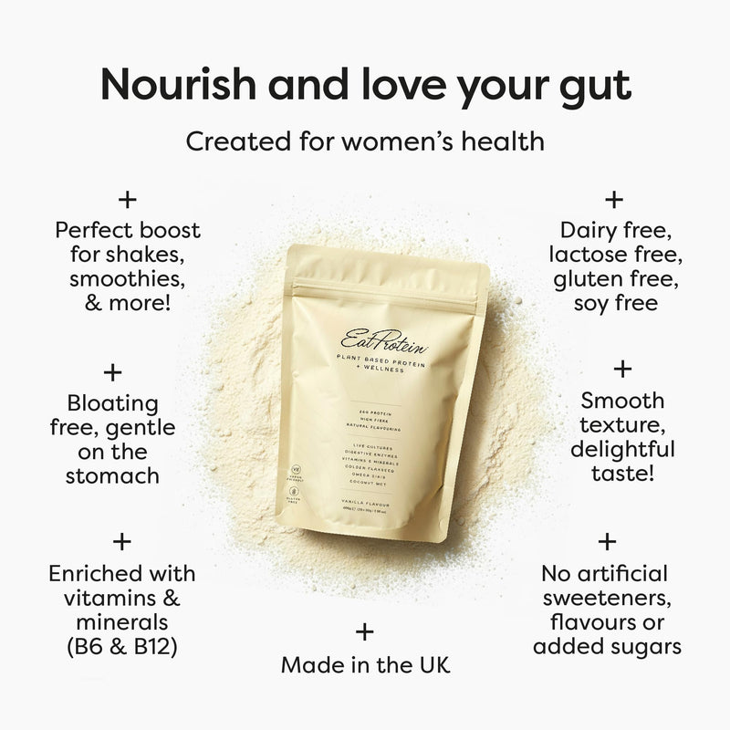 Vegan Protein Powder Designed for Women | 600g | 20g Pea Protein with Added Vitamins, Fibre & Live Cultures | Dairy, Lactose, Gluten & Soy Free Plant Based Protein Shake | UK Made | Vanilla