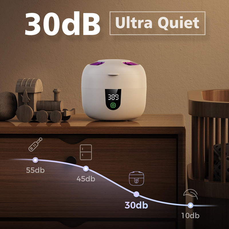 [Australia] - New Ultrasonic Retainer Cleaner Machine with Removable Inner Tank for Aligners, Mouth Guards, Jewelry ‚Äì 180ml Capacity, 45kHz Ultrasonic Cleaner, 3 Modes, Digital Timer, Smart Pause & Quiet to 30dB White 