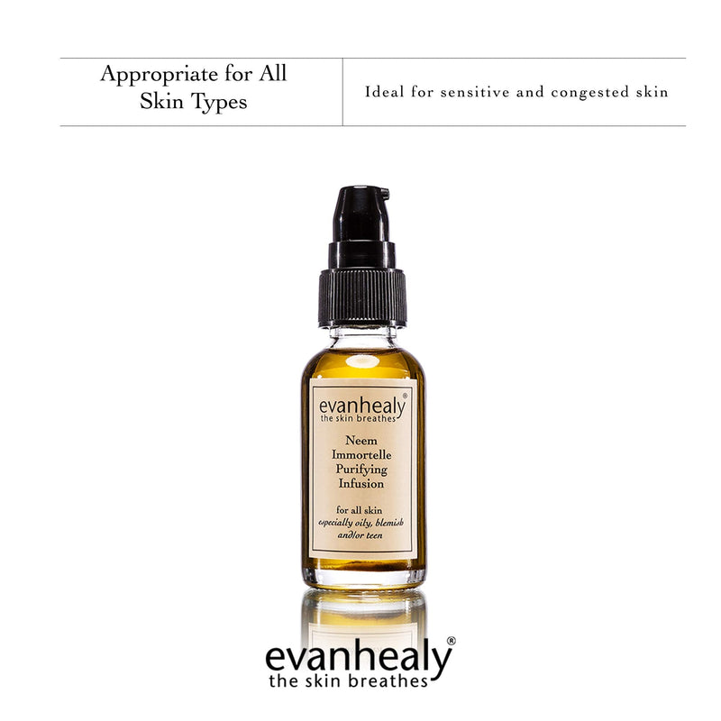 evanhealy Neem Immortelle Purifying Infusion | Facial Oil Serum & Cleanser for Congested & Sensitive Skin | Pore Minimizer Serum for Face | Balancing Ayurveda Oil For Face | Vitamin E Oil Face Serum