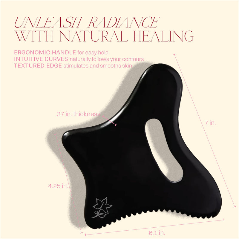 [Australia] - Full Body Gua Sha Tool and Facial Massage Tools, Bian Stone Handle Guasha Scraping for Back, Neck, Face, Legs, and Stomach Massager for Lymphatic Drainage & Cellulite (Black, Large) Black 
