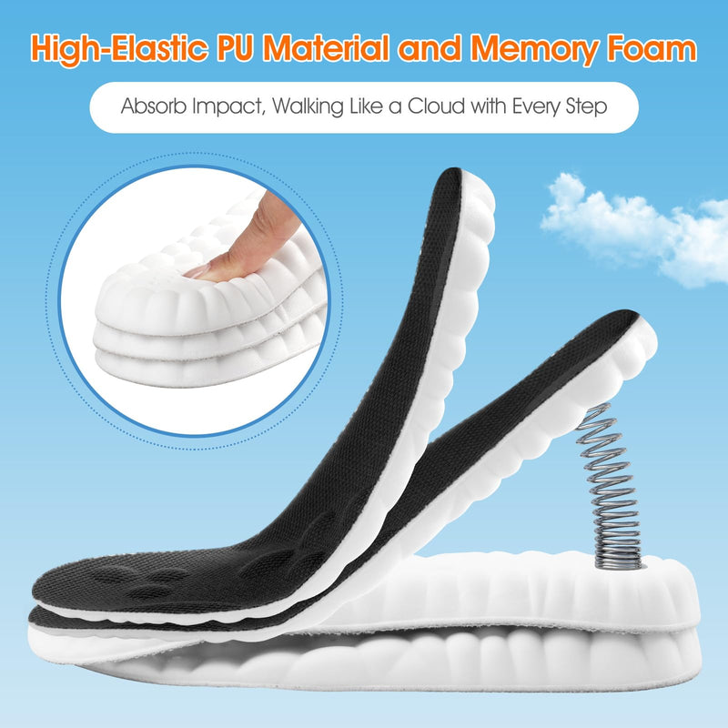 [Australia] - 4D Cloud-Like Comfort Soles for Men - Soft Memory Foam Cushioning Insoles - Trim to Fit Steppers Insoles with Arch Support for Foot Pain Relief and Fatigue Reduction(US M 7.5-10.5) Black US M 7.5-10.5 