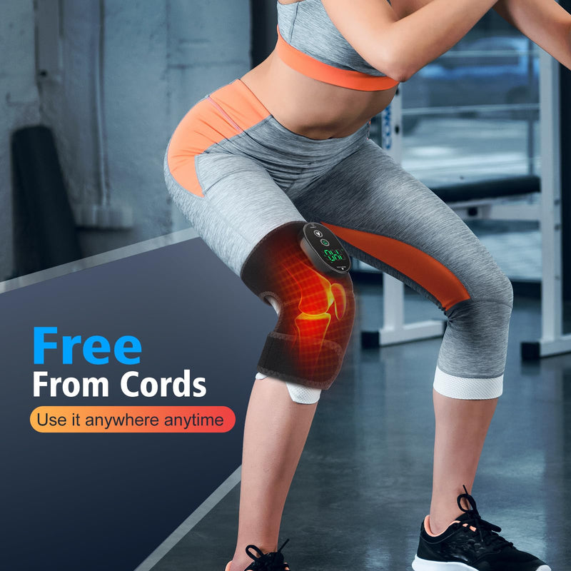 Cordless Heated Knee Brace for Pain Relief, Rechargeable Heating Knee Brace Shoulder Brace Support with 6 Heating Levels & 3 Timer,3 in 1 Heated Knee Pad for Shoulder Elbow