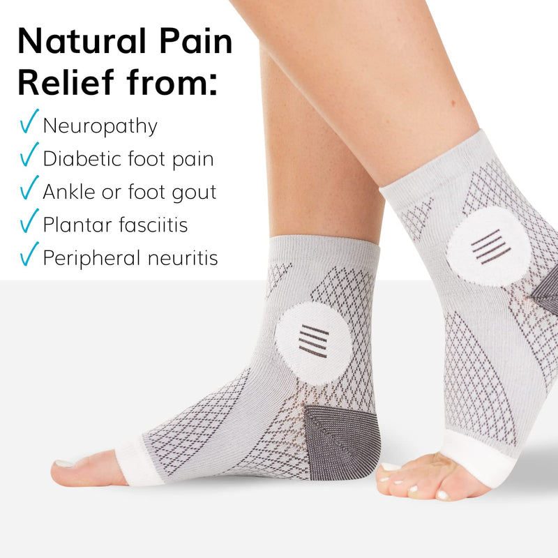 BraceAbility Neuropathy Socks for Women and Men - Toeless Compression Foot Neuropathy Socks, Peripheral Neuropathy Socks, Diabetic Neuropathy Socks, Arthritis Socks (M - Gray) Medium