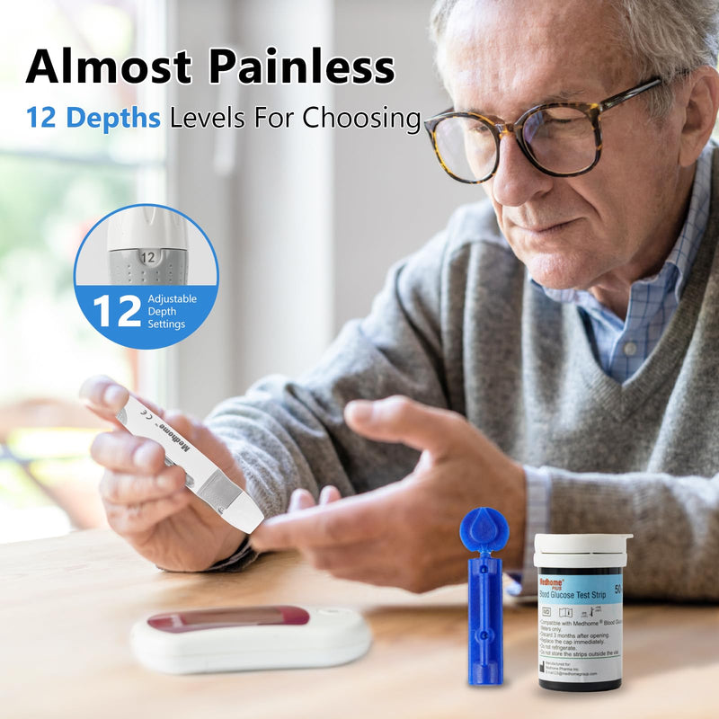 [Australia] - Lancing Device, with 12 Adjustable Depth Settings, Lancing Device for Diabetes Testing with Push Button Ejector,Minimizing Pain and Discomfort in Blood Glucose Testing - Lancet Device 