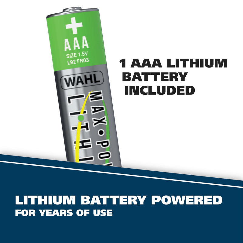 Wahl Lithium 2 in 1 Battery Pen Detail Touch Up Trimmer for Nose, Ear, Neckline, Eyebrow, & Other Detailing - Blue - by The Brand Used by Professionals - Model 5643-200 2 Heads