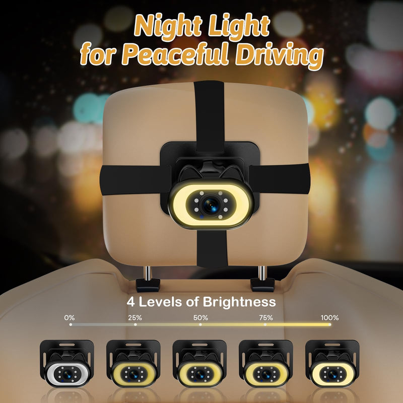 [Australia] - Baby Car Camera for Backseat – HD 1080P, 150° Wide Angle, Night Vision, Easy Installation, Adjustable LED Light, 4.3” LCD Display, Anti-Glare Black-Standard 