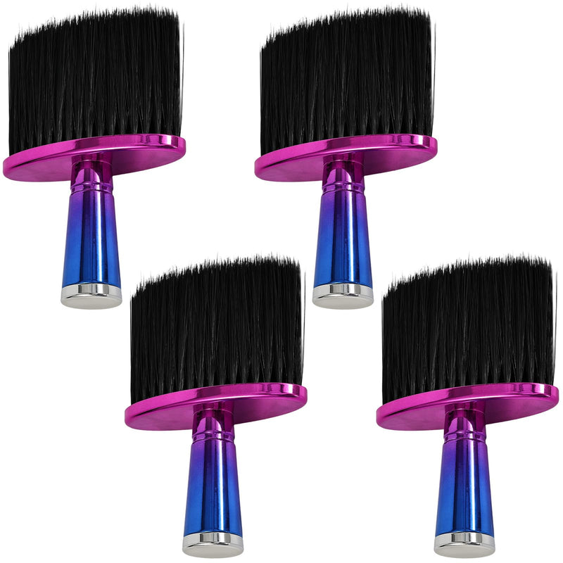 Yebeauty 4 Pack Barber Brush, Soft Neck Sweeping Duster for Cleaning Broken Hair Clipper Cleaner Haircutting Brush with Nylon Bristle Plastic Handle and Stand-up Base, Blue-Purple Gradient and Black