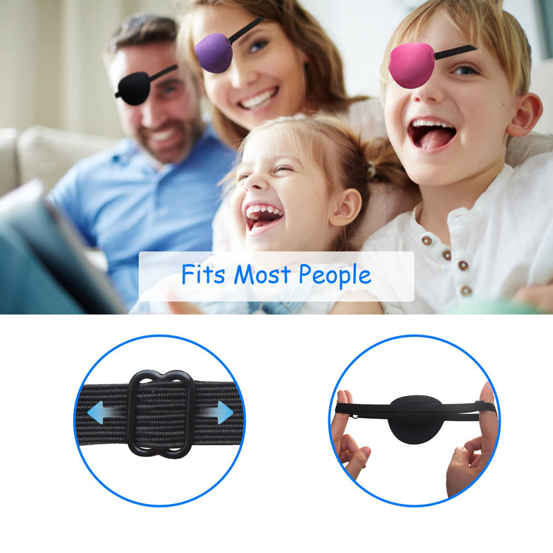 [Australia] - 6PCS Eye Patch, Adjustable Soft Eye Patches for Adults and Kids,Medical Eyepatch,Amblyopia Lazy Eye Patches for Left or Right Eyes, 6 Colors 