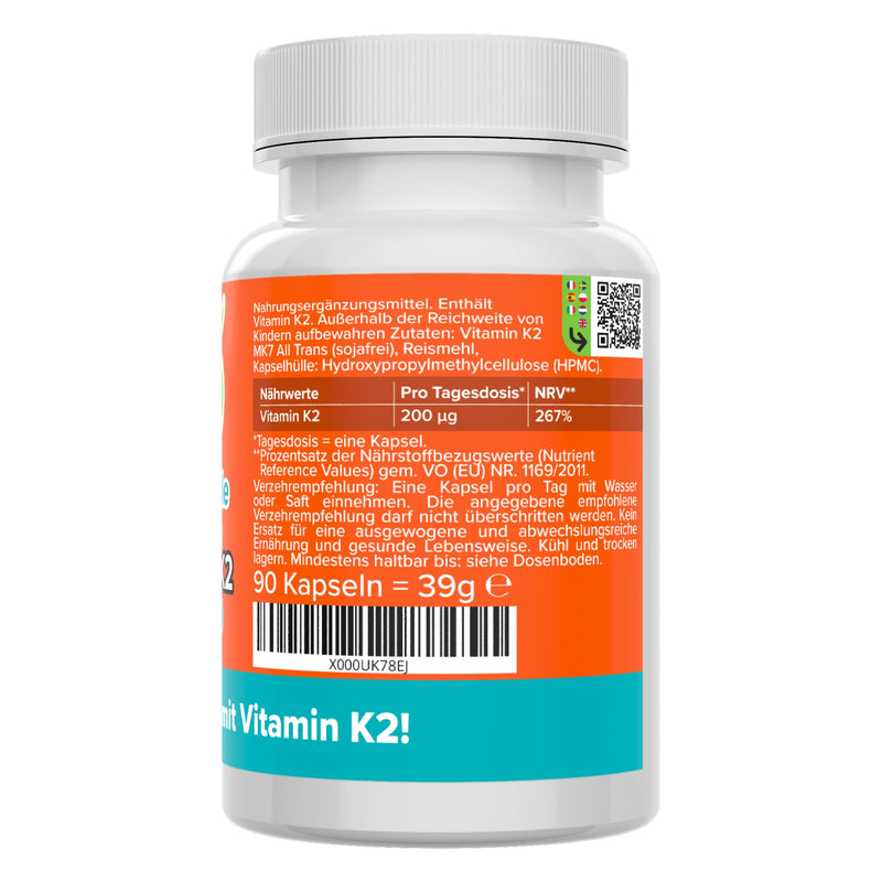[Australia] - Vitamin K2 MK7 All Trans capsules - 200µg - high dosage - quality from Germany - vegan - laboratory tested - without additives - made from flower oil - 100% All Trans - without soy - Vitamineule® 