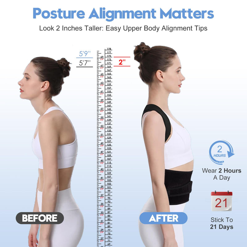 [Australia] - Posture Corrector for Women and Men with Bionic System, Upgraded Back Brace, Adjustable Full Back Support, Shoulder Straightener, Neck, Upper and Lower Back Pain Relief L-Black-5 