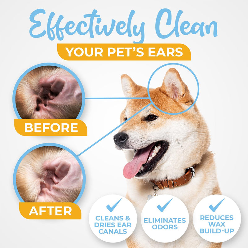 Dog Ear Cleaner Wipes - Finger Ear Wipes for Dogs & Cats with Otic Cleaning Solution, Sooths and Deodorizes. Pet Ear Relief - 50 Count, White - PawsPlanet Australia