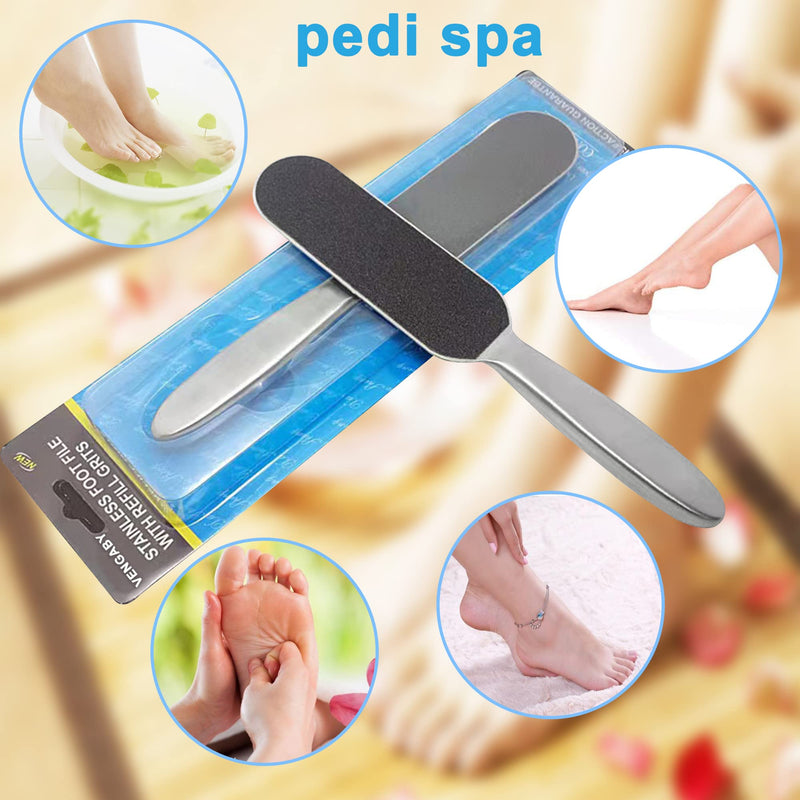 [Australia] - VENGABY callus remover and 20 replacement sandpaper, callus removal foot, callus plane, callus and callus file, callus rasp, foot care set, stainless steel handle, double-sided design 