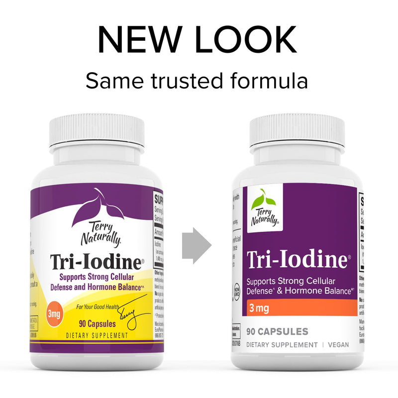 [Australia] - Terry Naturally Tri-Iodine 3 mg - 90 Capsules - Supports Strong Cellular Defense & Hormone Balance - Non-GMO, Vegan, Kosher, Gluten Free - 90 Servings 