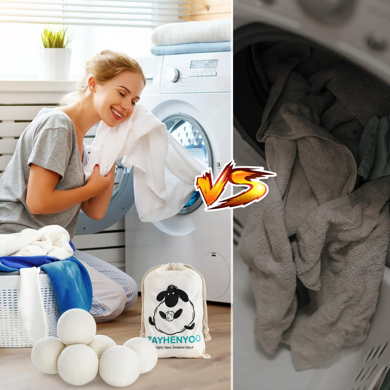 [Australia] - Wool Dryer Balls, Wool Balls for Dryer, Laundry Balls for Dryer Reusable 6P Reducing Clothing Wrinkles,Saving Drying Time and Fabric Fluffier Off White 