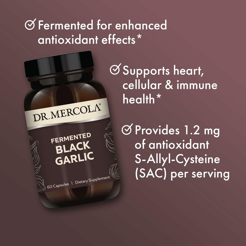 [Australia] - Dr. Mercola Fermented Black Garlic, 90 Servings (180 Capsules), Dietary Supplement, Supports Immune Health, Non-GMO 