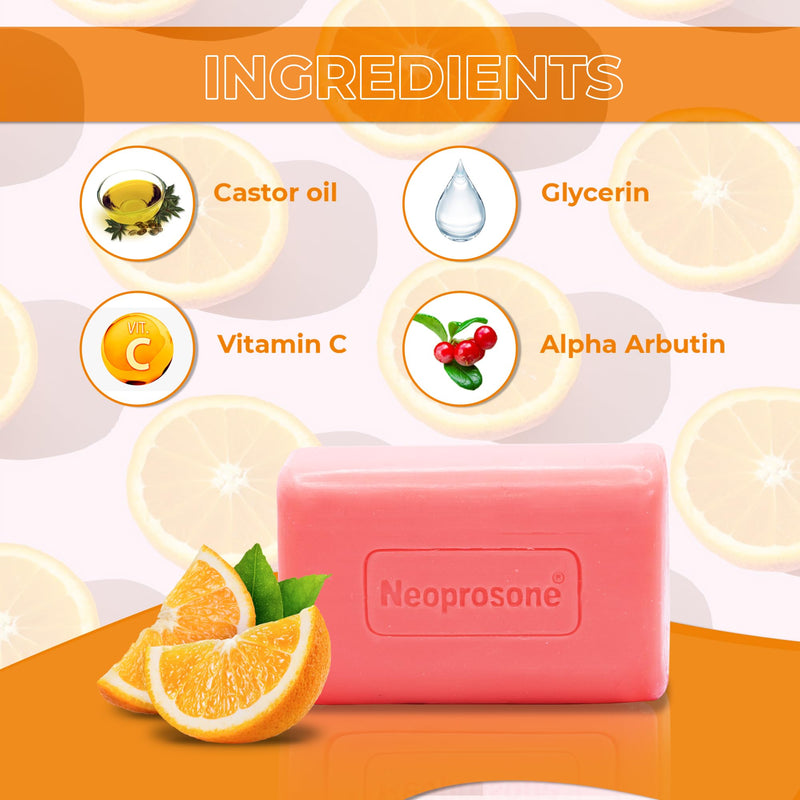 Neoprosone, Skin Brightening Soap | 7oz / 200g | Exfoliating, Cleansing Bar, Helps to Reduce Spots on: Knees, Elbows, Face, Private Areas | For Women and Men, with Vitamin C and Castor Oil 0.04 Ounce (Pack of 1)