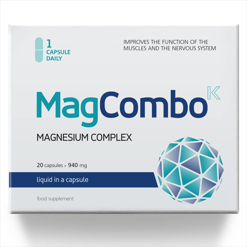 MagCombo - Concentrated Pure Magnesium, Special Oily Formula for Maximum Absorption, enriched with Vitamins B2, B6, B12 and C, 1 Capsule Daily, Laboratory Tested (20 Servings) 20 count (Pack of 1) 20.0