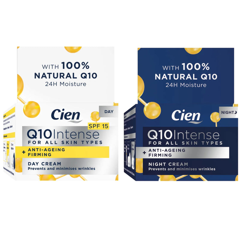 Set of 2 x 50 ml Cien Anti-Wrinkle DAY + NIGHT CREAM - with q10, Hyaluronic Acid & Vitamin E by Cien