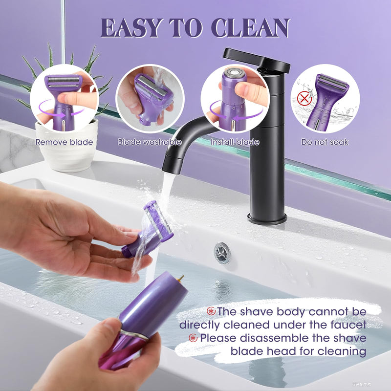[Australia] - Electric Razor for Women,6 in 1 Women's Bikini Trimmer Shaver for Women & Men Pubic Hair, Private Area, Legs, Eyebrow,Face, Nose, Eyebrow, Body Hair Removal IPX5 Waterproof Wet & Dry 