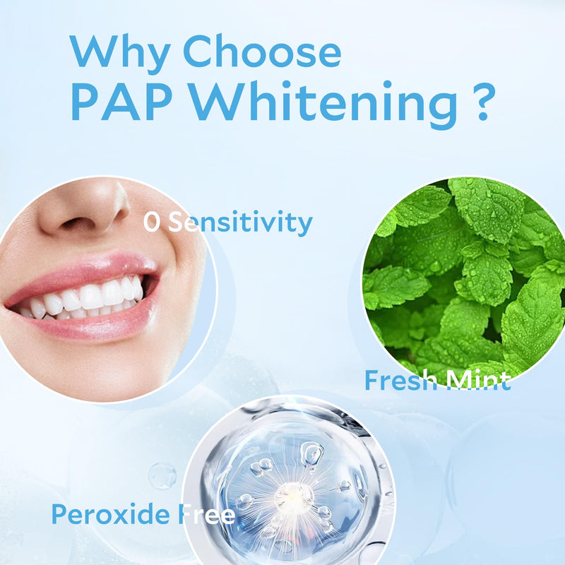 [Australia] - Teeth Whitening Strips, Peroxide-Free, Non-Sensitive Formula Teeth Whitening Strips, Safe for Enamel, Mint Flavor 14 Treatment Whitening Strips 