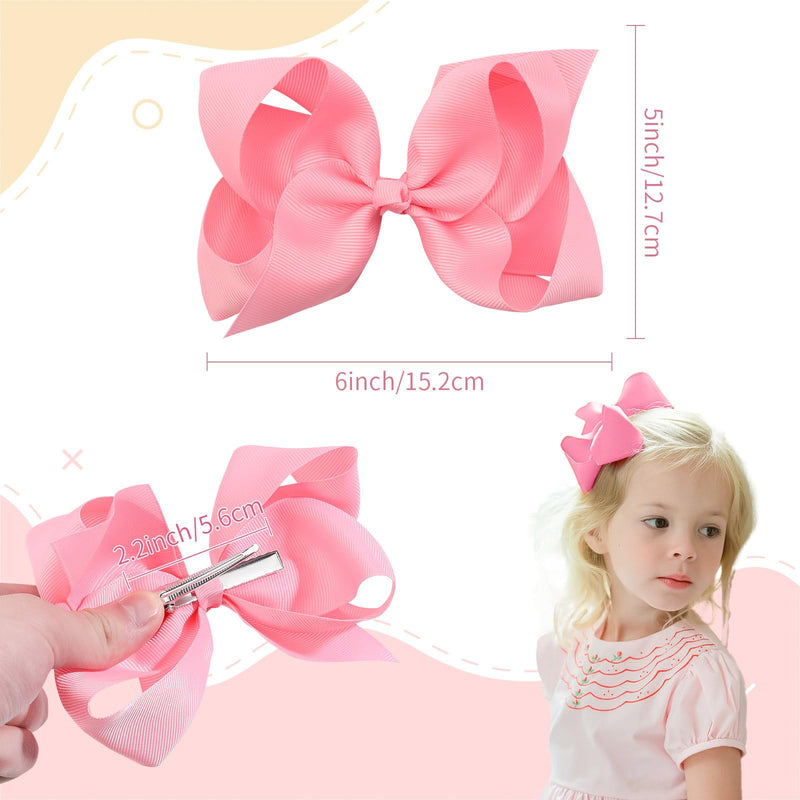 [Australia] - Oaoleer 30 Colors 6 Inch Hair Bows Clips Grosgrain Ribbon Bows Hair Alligator Clips Hair Barrettes Hair Accessories for Girls Toddler Infants Kids Teens Children 6 Inch (Pack of 30) 