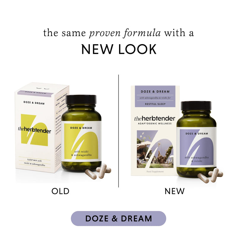 Ashwagandha & Reishi Sleep Supplement – Doze & Dream 60 Capsule Jar - Ashwagandha Capsules High Strength - Reishi Mushroom Capsules - Natural Herbal Sleep Support Tablets for Adults