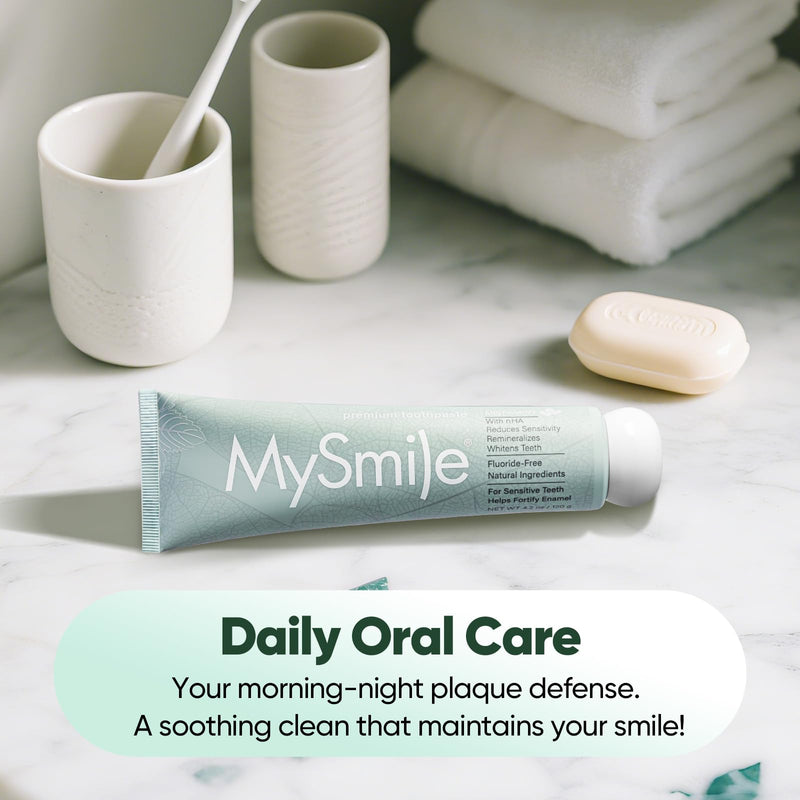 [Australia] - MySmile Fluoride Free Toothpaste, Nano Hydroxyapatite Toothpaste for Sensitive Teeth, Strengthens Enamel, Remineralizes & Whitens Teeth, Freshens Breath for Adults, SLS Free, Natural Misty Mint, 4.2oz 4.2 Ounce (Pack of 1) 