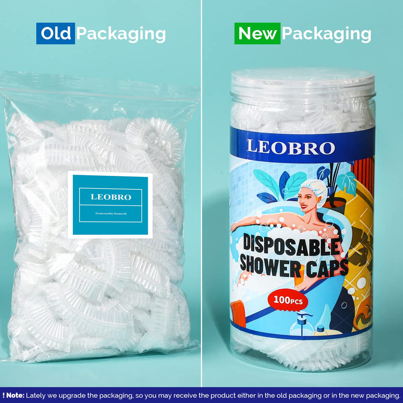 [Australia] - LEOBRO Disposable Shower Caps, 100PCS Shower Caps, Shower Cap for Women Waterproof, Disposable Clear Plastic Shower Cap for Women, Thick Plastic Caps for Hair Treatment, Regular Size 17.3 INCH 100 Count (Pack of 1) 