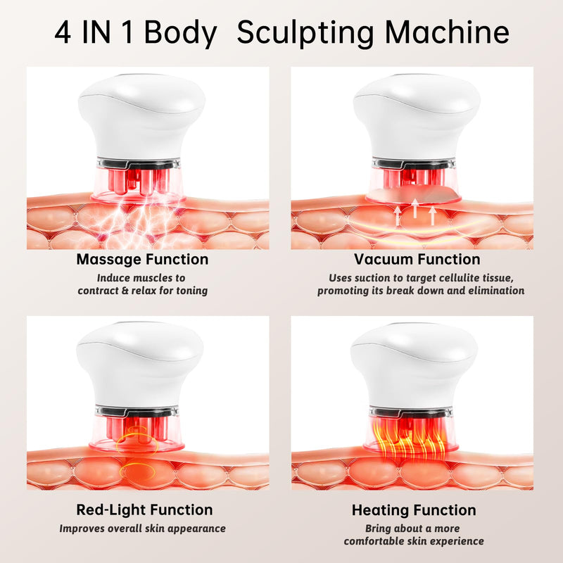 CENXIGO 4 in 1 Body Sculpting Machine-Lymphatic Drainage Massager with 4 Adjustable Functions:Heating,Cupping,Red Light & Massage for Belly, Waist, Arms, Legs and Face