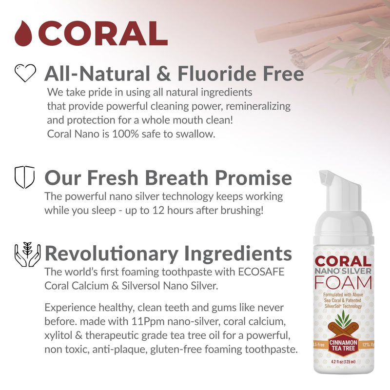 [Australia] - Coral Nano Silver Foaming Cinamon Tea Tree Toothpaste, Natural Fluoride Free Toothpaste, SLS and Glycerin Free - 4 Ounce Cinnamon Tea Tree 4.2 Ounce (Pack of 2) 