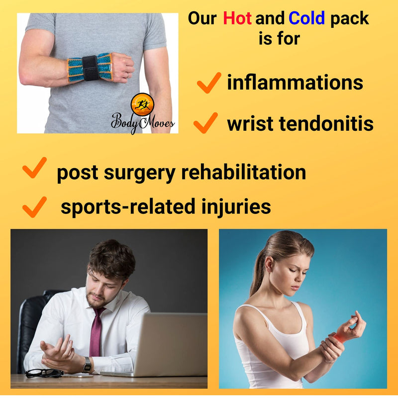 BodyMoves Wrist brace night support splint with hot and cold gel pack wraps right or left hand compression for carpal tunnel tendonitis pain sprained wrist training work out rehabilitation recovery